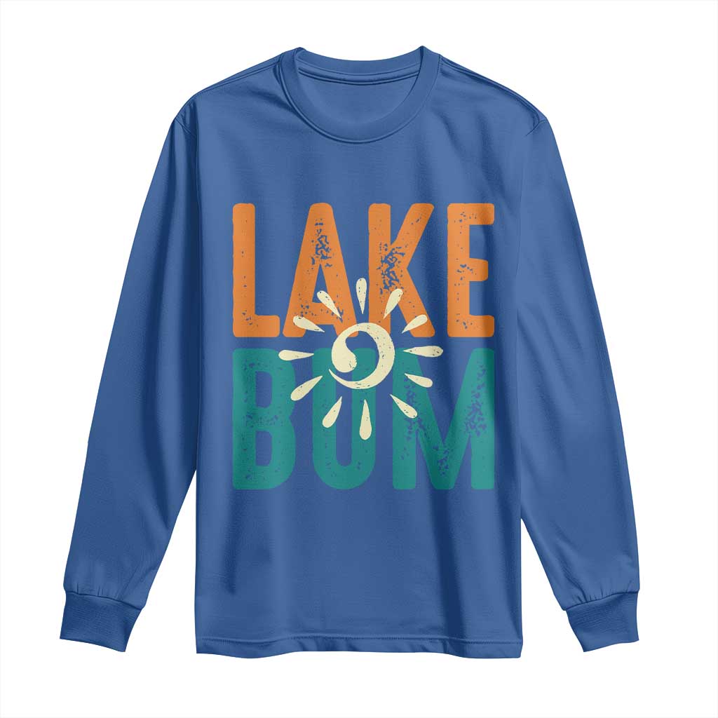 Funny Lake Bum Summer Vacation Long Sleeve Shirt Lake Life Sun Light TS11 Royal Blue Print Your Wear