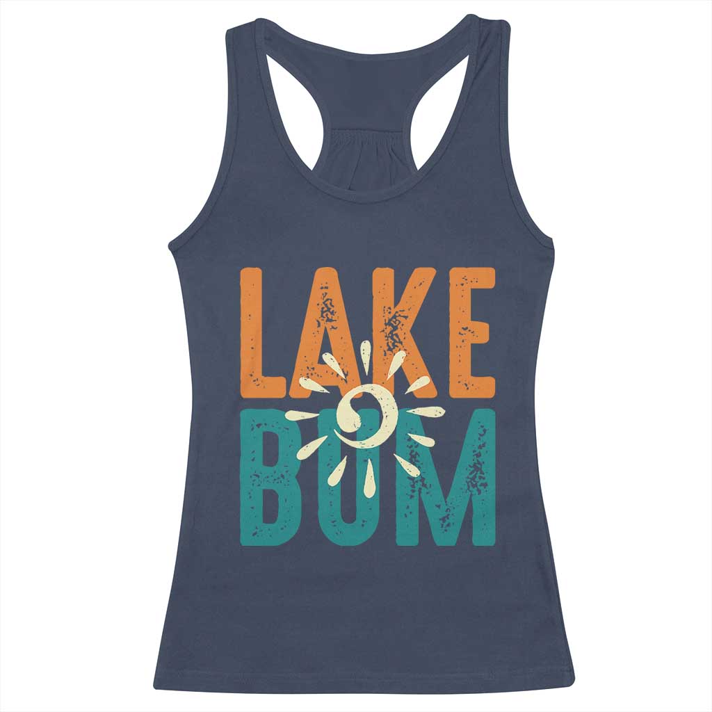 Funny Lake Bum Summer Vacation Racerback Tank Top Lake Life Sun Light TS11 Navy Print Your Wear