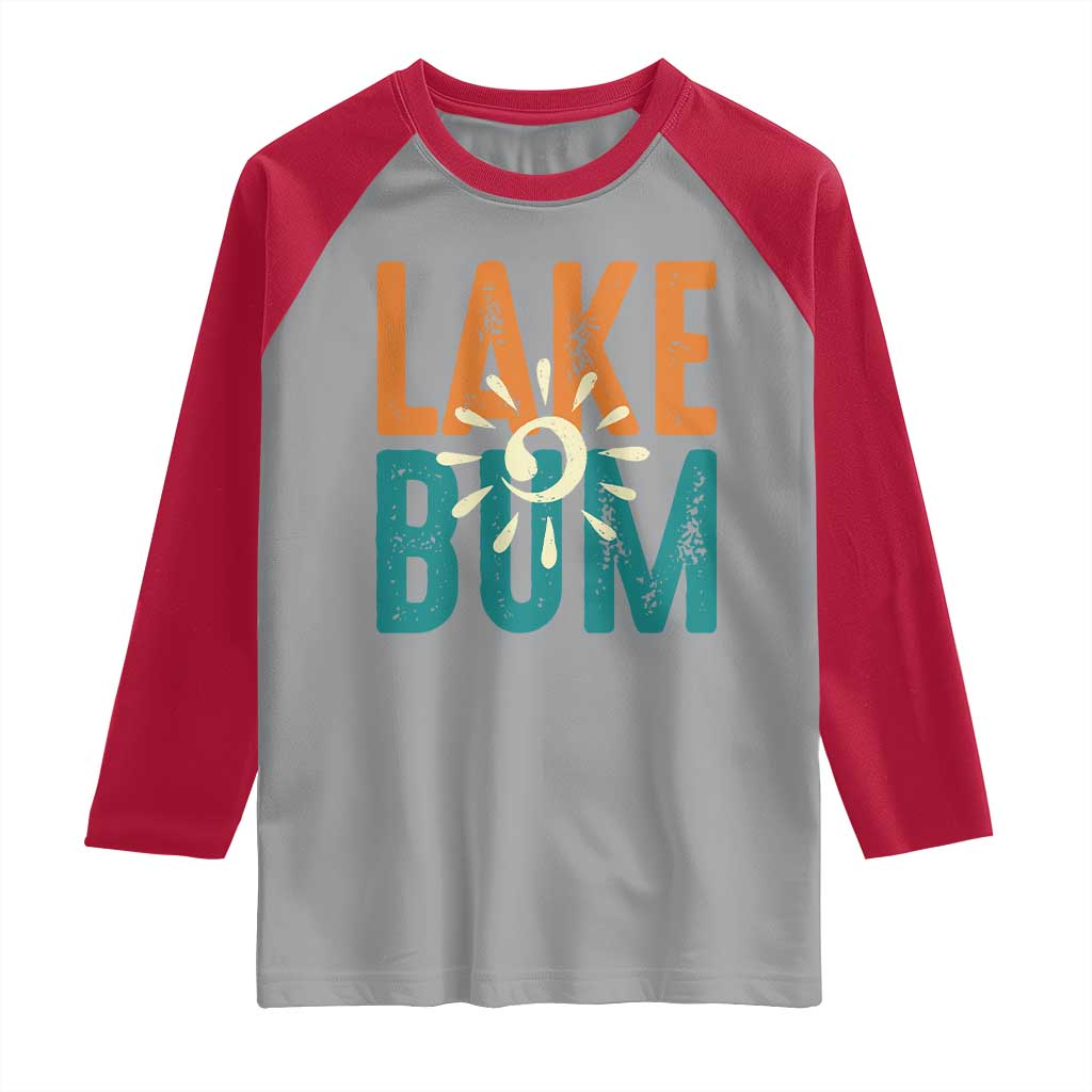 Funny Lake Bum Summer Vacation Raglan Shirt Lake Life Sun Light TS11 Sport Gray Red Print Your Wear