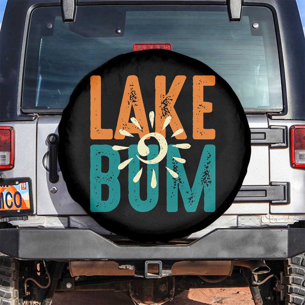 Funny Lake Bum Summer Vacation Spare Tire Cover Lake Life Sun Light TS11 No hole Black Print Your Wear