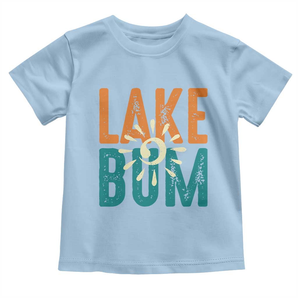 Funny Lake Bum Summer Vacation Toddler T Shirt Lake Life Sun Light TS11 Light Blue Print Your Wear