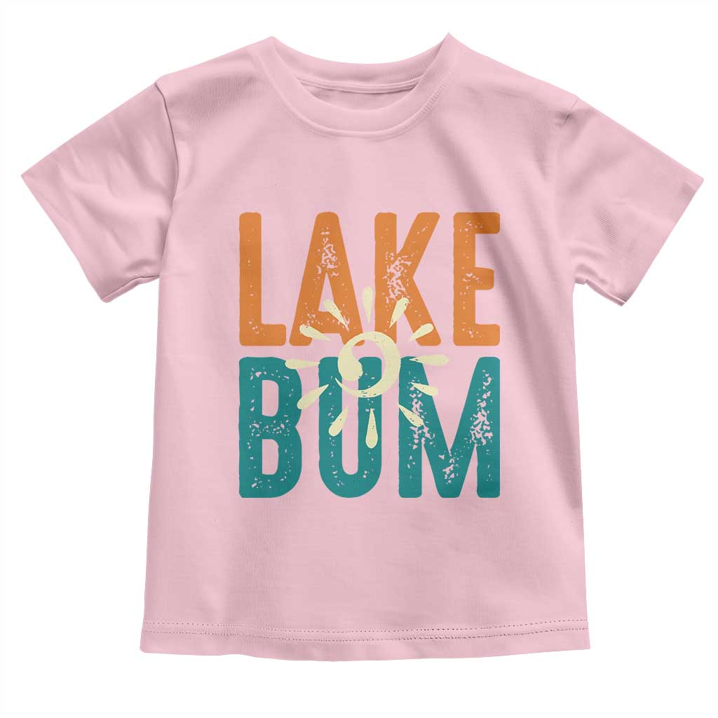 Funny Lake Bum Summer Vacation Toddler T Shirt Lake Life Sun Light TS11 Light Pink Print Your Wear
