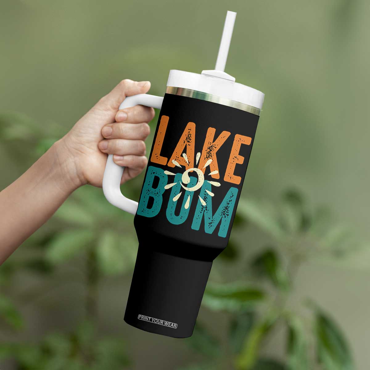Funny Lake Bum Summer Vacation Tumbler With Handle Lake Life Sun Light TS11 Print Your Wear