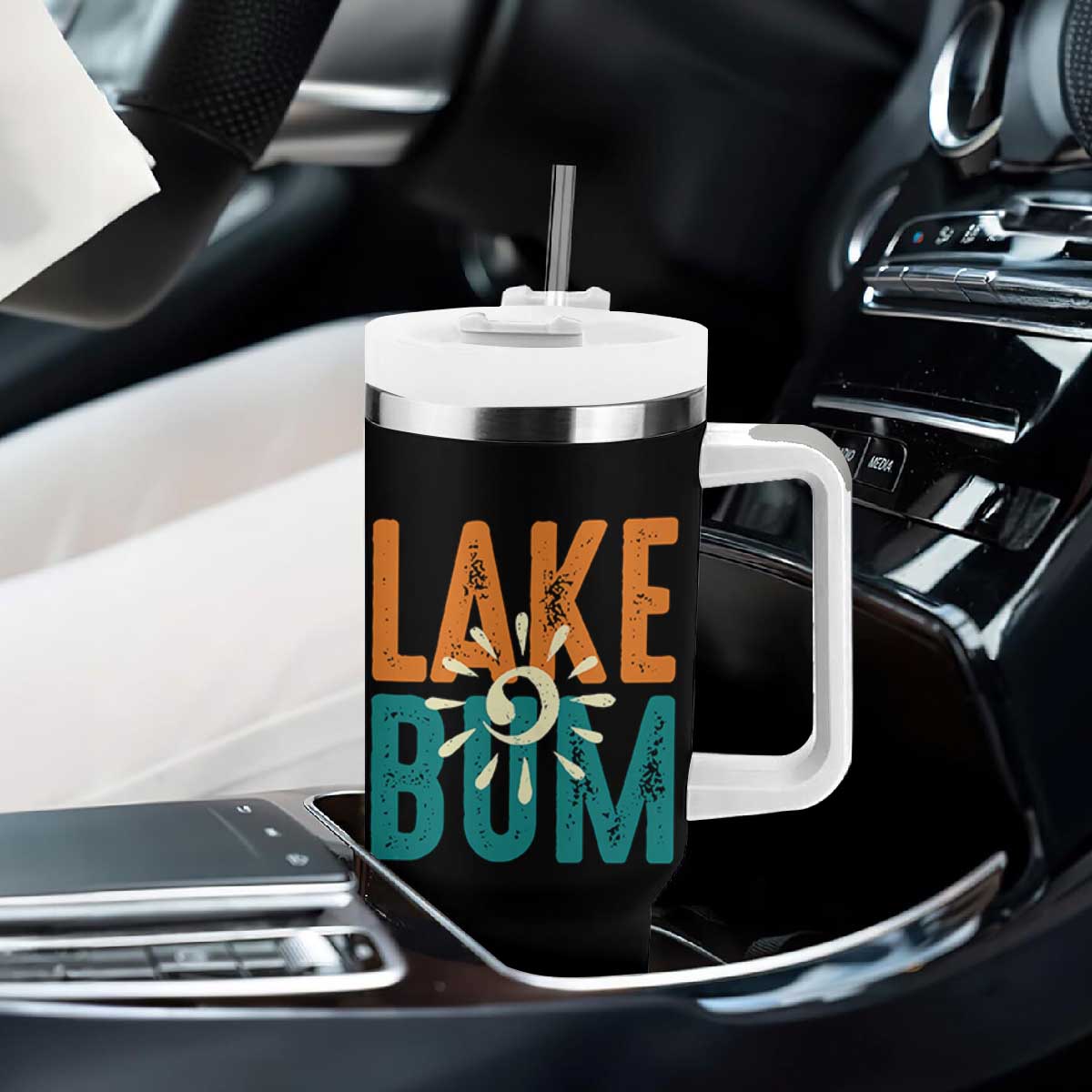 Funny Lake Bum Summer Vacation Tumbler With Handle Lake Life Sun Light TS11 Print Your Wear