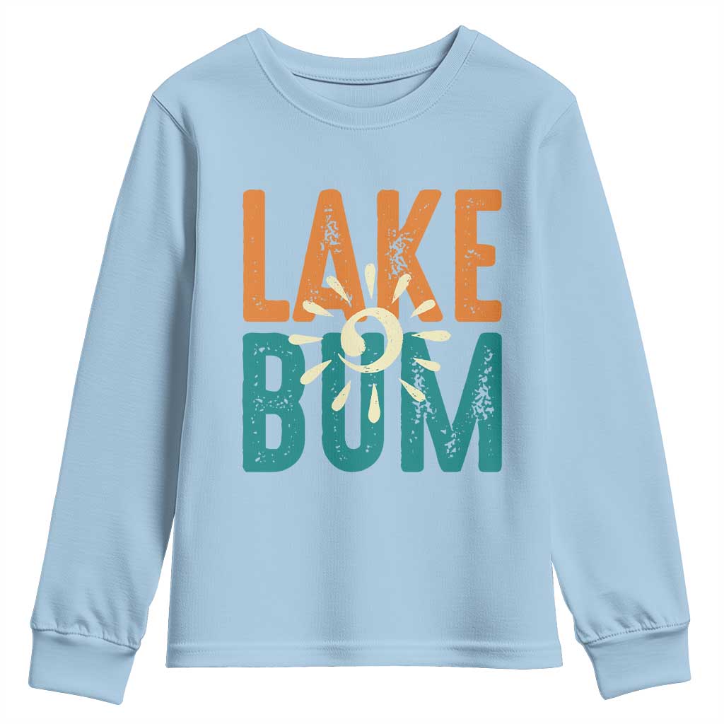 Funny Lake Bum Summer Vacation Youth Sweatshirt Lake Life Sun Light TS11 Light Blue Print Your Wear