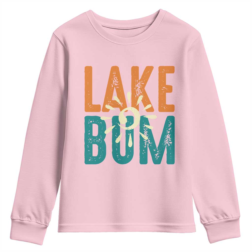 Funny Lake Bum Summer Vacation Youth Sweatshirt Lake Life Sun Light TS11 Light Pink Print Your Wear