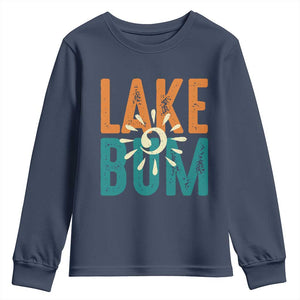 Funny Lake Bum Summer Vacation Youth Sweatshirt Lake Life Sun Light TS11 Navy Print Your Wear