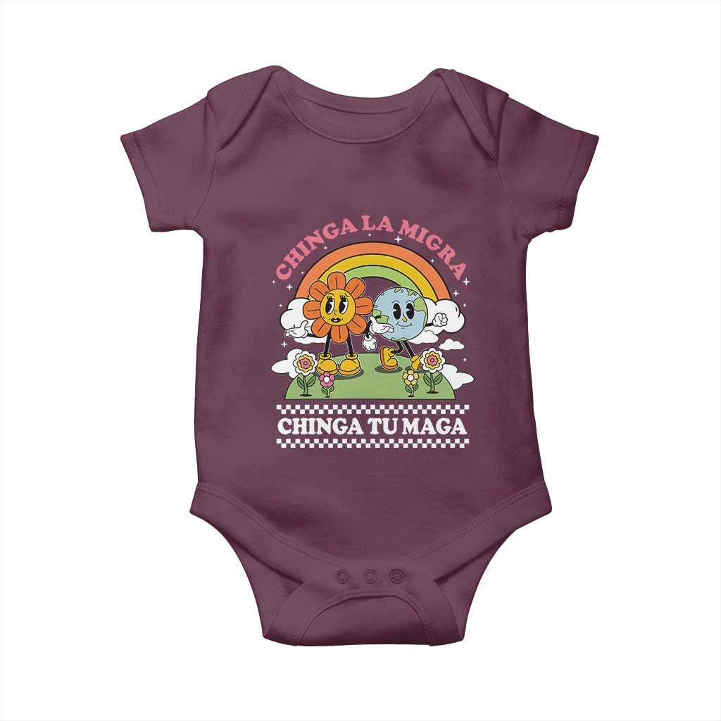 Chinga La Migra Chinga Tu Maga Baby Onesie Immigration Rights TS11 Maroon Print Your Wear