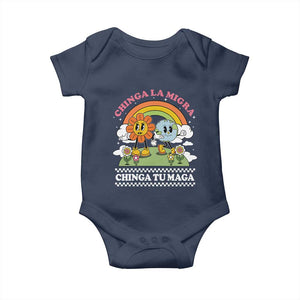 Chinga La Migra Chinga Tu Maga Baby Onesie Immigration Rights TS11 Navy Print Your Wear