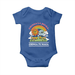 Chinga La Migra Chinga Tu Maga Baby Onesie Immigration Rights TS11 Royal Blue Print Your Wear