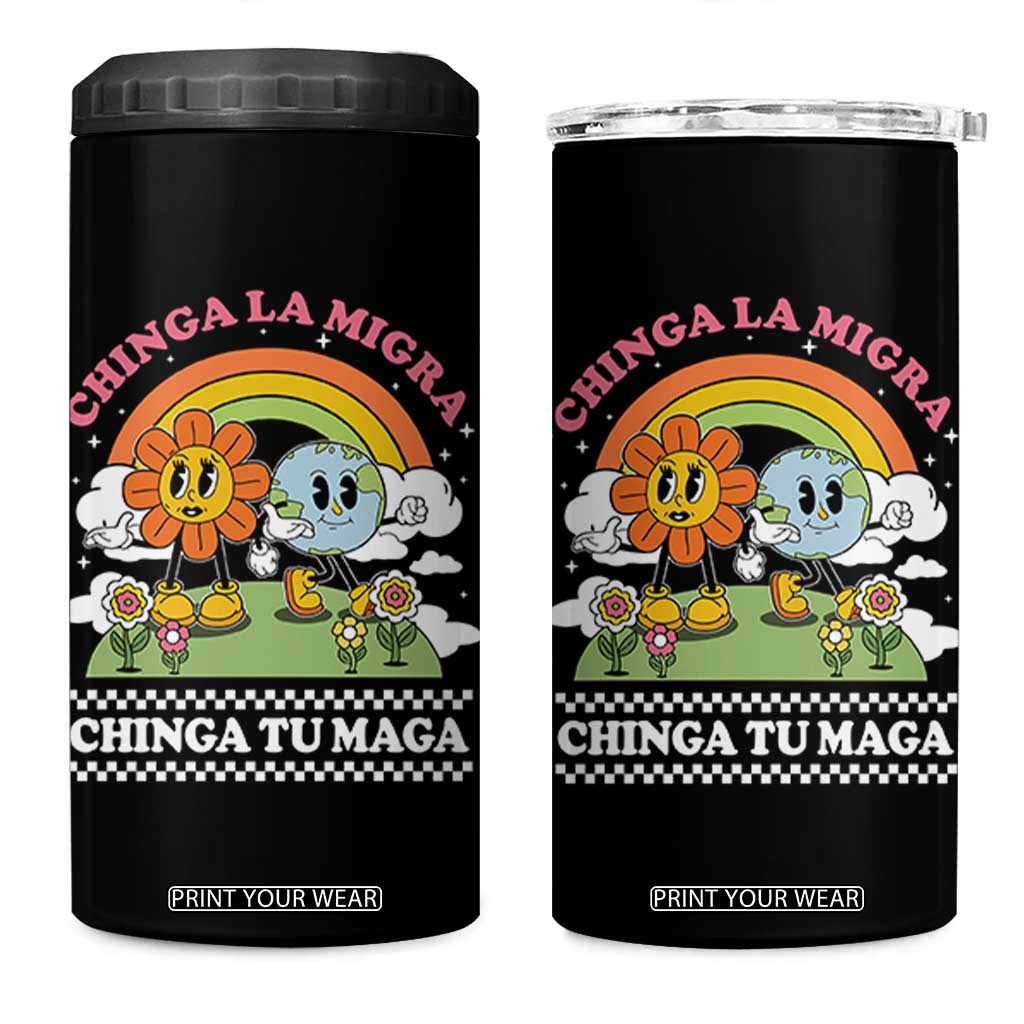 Chinga La Migra Chinga Tu Maga 4 in 1 Can Cooler Tumbler Immigration Rights TS11 One Size: 16 oz Black Print Your Wear