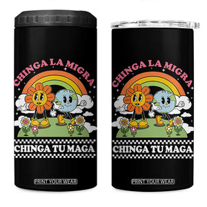 Chinga La Migra Chinga Tu Maga 4 in 1 Can Cooler Tumbler Immigration Rights TS11 One Size: 16 oz Black Print Your Wear