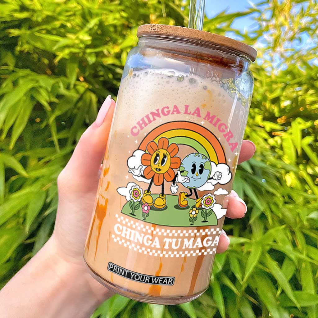 Chinga La Migra Chinga Tu Maga Glass Can Immigration Rights TS11 Black Print Your Wear