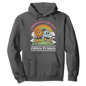 Chinga La Migra Chinga Tu Maga Hoodie Immigration Rights TS11 Dark Heather Print Your Wear