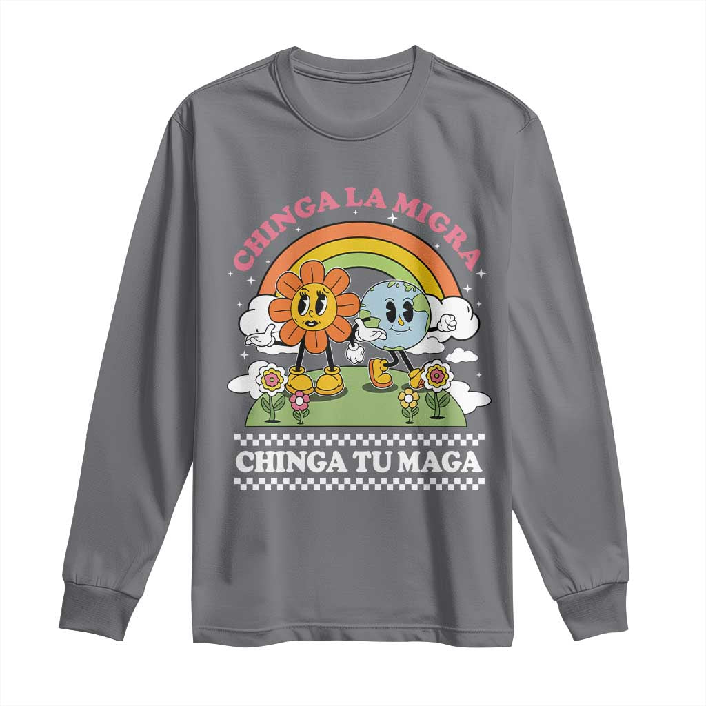 Chinga La Migra Chinga Tu Maga Long Sleeve Shirt Immigration Rights TS11 Charcoal Print Your Wear