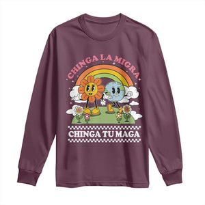 Chinga La Migra Chinga Tu Maga Long Sleeve Shirt Immigration Rights TS11 Maroon Print Your Wear