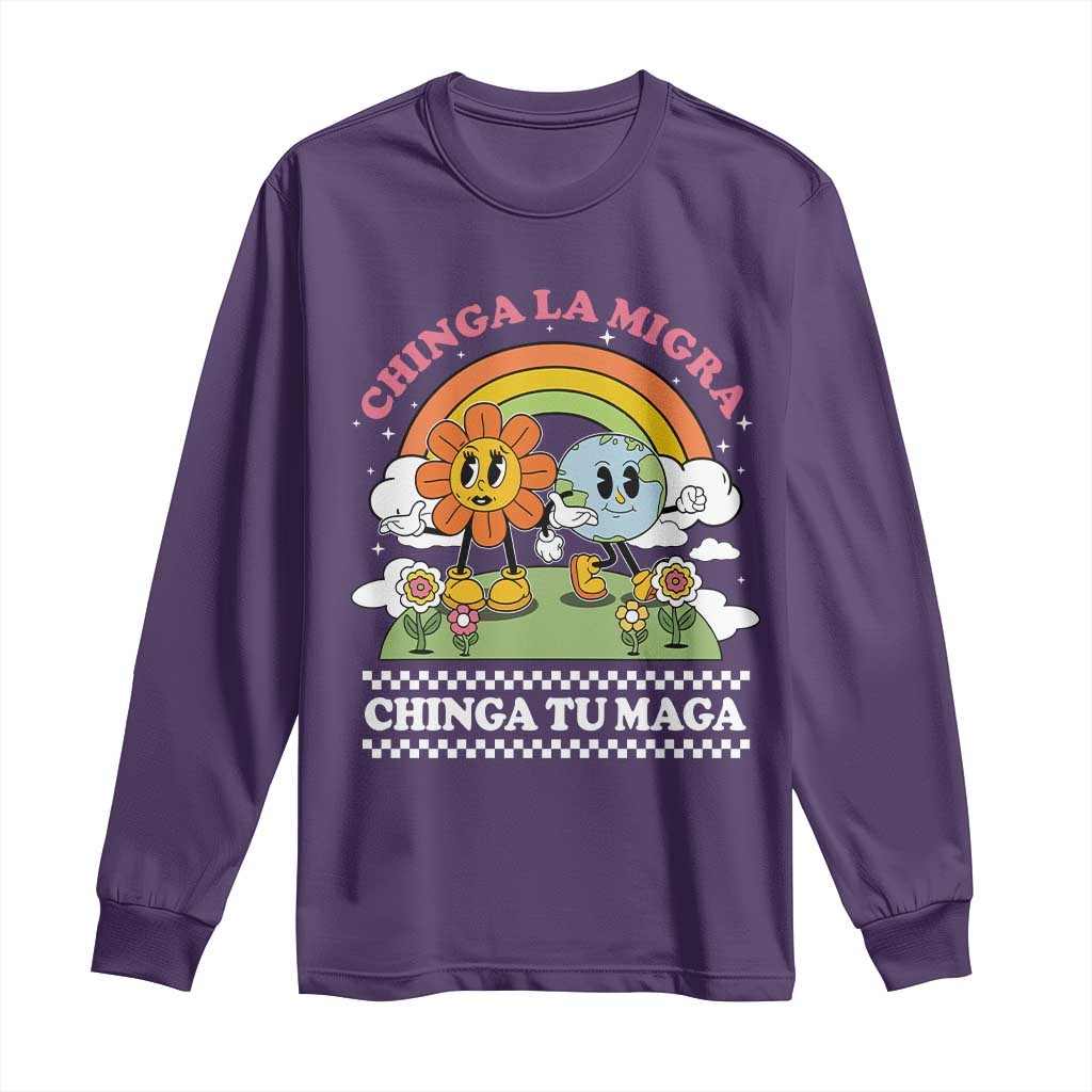 Chinga La Migra Chinga Tu Maga Long Sleeve Shirt Immigration Rights TS11 Purple Print Your Wear
