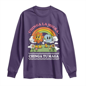 Chinga La Migra Chinga Tu Maga Long Sleeve Shirt Immigration Rights TS11 Purple Print Your Wear
