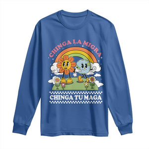 Chinga La Migra Chinga Tu Maga Long Sleeve Shirt Immigration Rights TS11 Royal Blue Print Your Wear