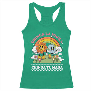 Chinga La Migra Chinga Tu Maga Racerback Tank Top Immigration Rights TS11 Irish Green Print Your Wear