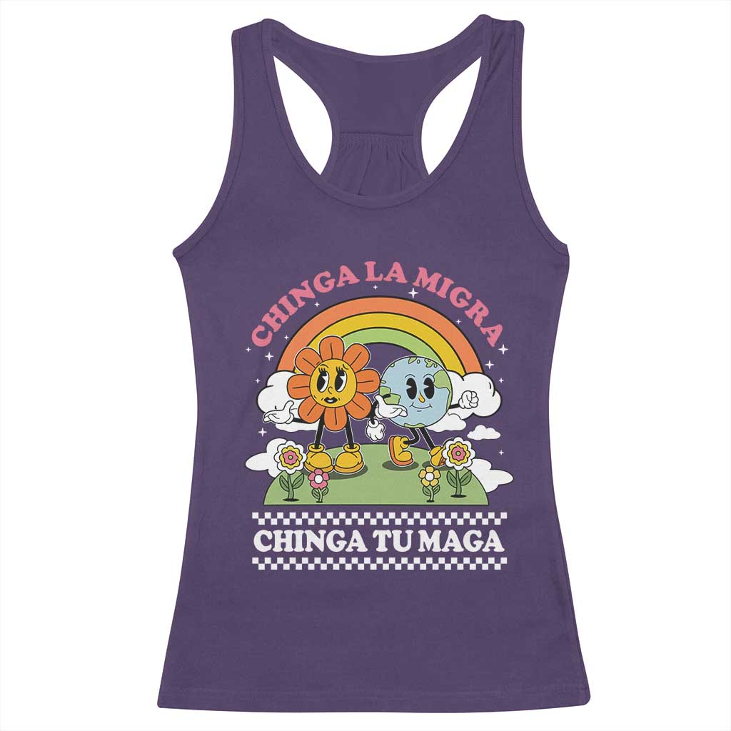 Chinga La Migra Chinga Tu Maga Racerback Tank Top Immigration Rights TS11 Purple Print Your Wear