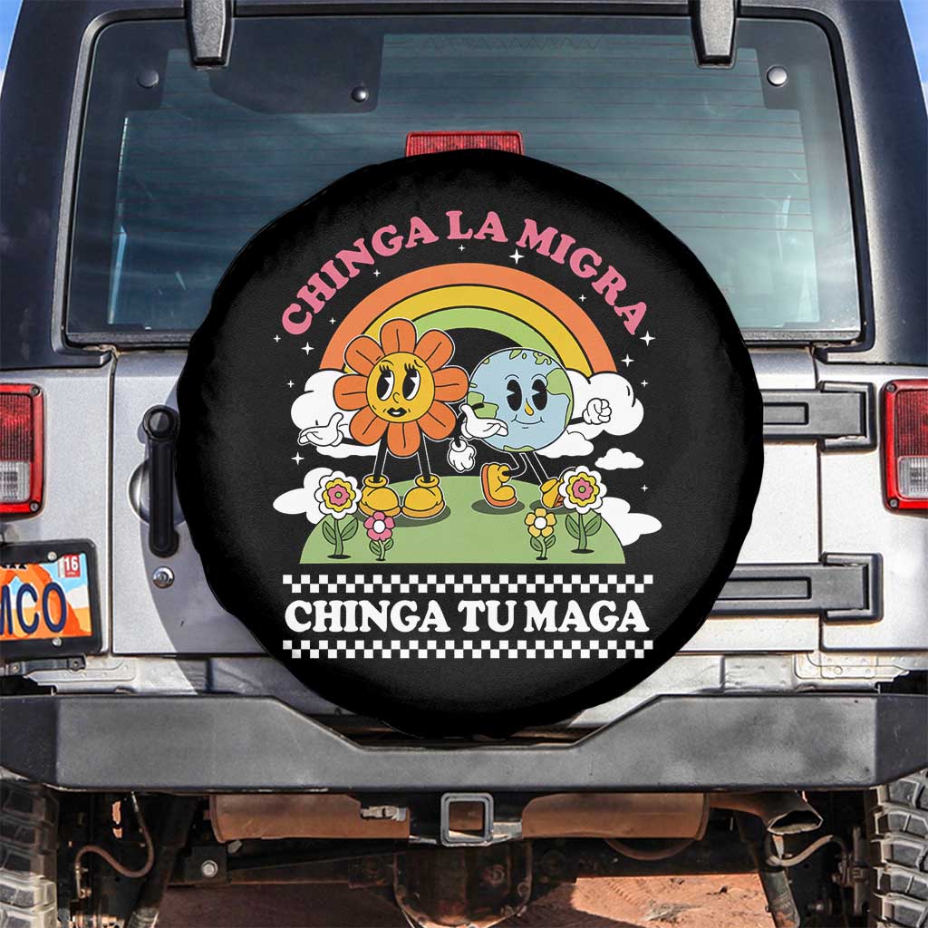 Chinga La Migra Chinga Tu Maga Spare Tire Cover Immigration Rights TS11 No hole Black Print Your Wear