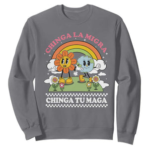 Chinga La Migra Chinga Tu Maga Sweatshirt Immigration Rights TS11 Charcoal Print Your Wear