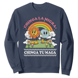 Chinga La Migra Chinga Tu Maga Sweatshirt Immigration Rights TS11 Navy Print Your Wear