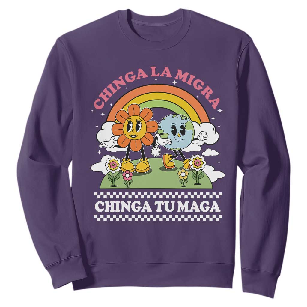 Chinga La Migra Chinga Tu Maga Sweatshirt Immigration Rights TS11 Purple Print Your Wear