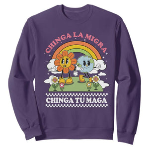 Chinga La Migra Chinga Tu Maga Sweatshirt Immigration Rights TS11 Purple Print Your Wear