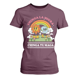 Chinga La Migra Chinga Tu Maga T Shirt For Women Immigration Rights TS11 Maroon Print Your Wear