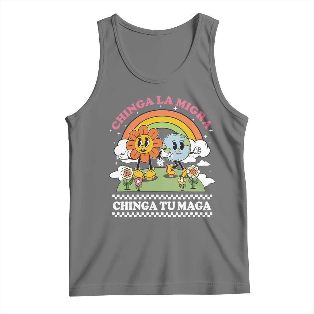 Chinga La Migra Chinga Tu Maga Tank Top Immigration Rights TS11 Black Heather Print Your Wear
