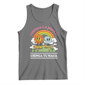 Chinga La Migra Chinga Tu Maga Tank Top Immigration Rights TS11 Black Heather Print Your Wear