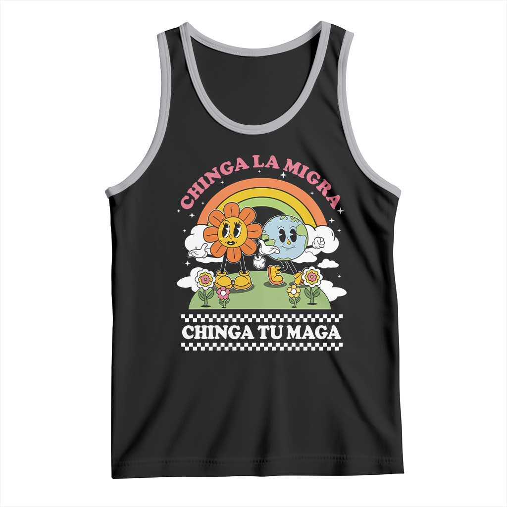 Chinga La Migra Chinga Tu Maga Tank Top Immigration Rights TS11 Black Athletic Heather Print Your Wear