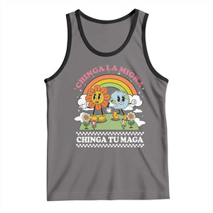Chinga La Migra Chinga Tu Maga Tank Top Immigration Rights TS11 Deep Heather Black Print Your Wear
