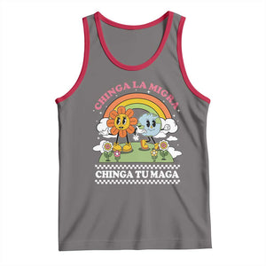 Chinga La Migra Chinga Tu Maga Tank Top Immigration Rights TS11 Deep Heather Red Print Your Wear