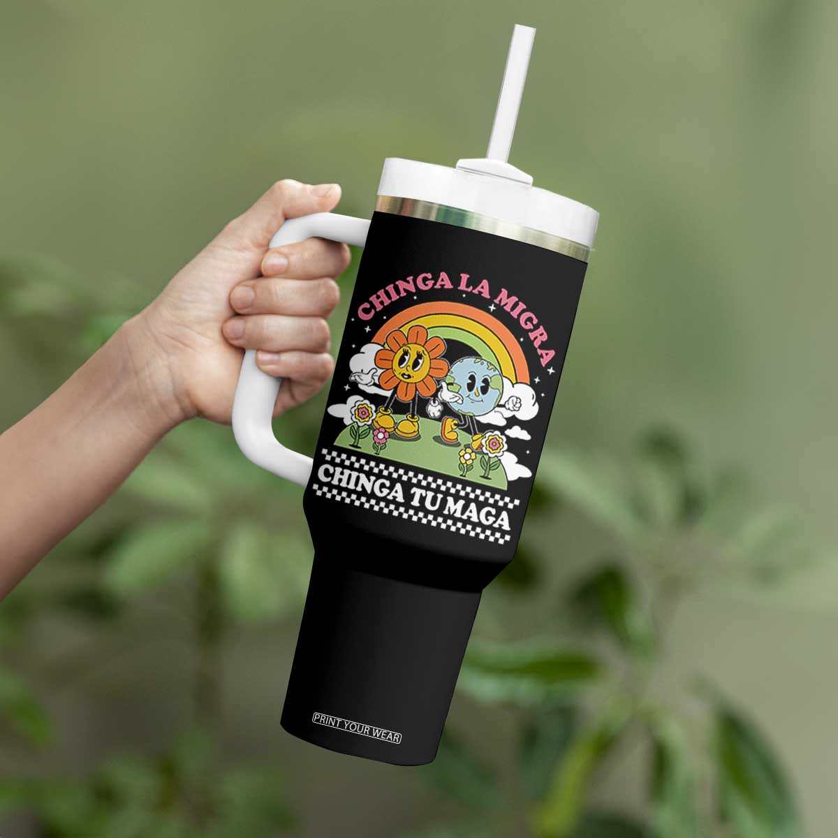 Chinga La Migra Chinga Tu Maga Tumbler With Handle Immigration Rights TS11 Print Your Wear
