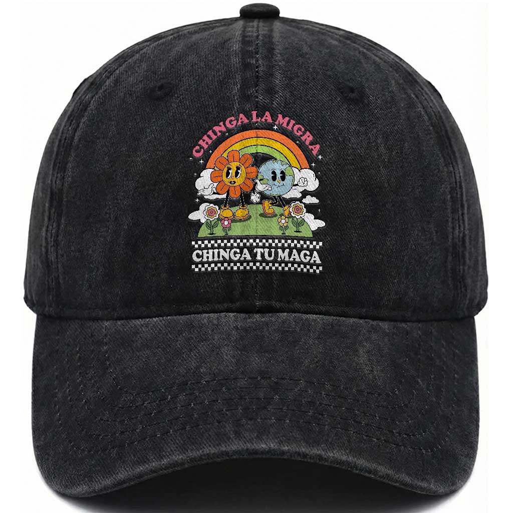 Chinga La Migra Chinga Tu Maga Washed Cotton Baseball Cap Immigration Rights TS11 Print Your Wear