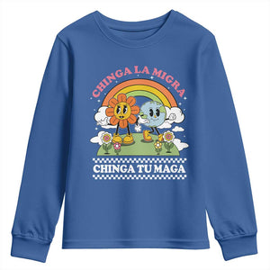 Chinga La Migra Chinga Tu Maga Youth Sweatshirt Immigration Rights TS11 Royal Blue Print Your Wear