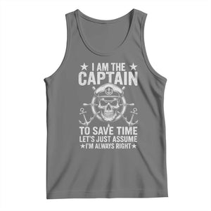 Funny Boat Captain Tank Top I Am The Captain To Save Time Lets Just Assume I Am Always Right TS11 Black Heather Print Your Wear