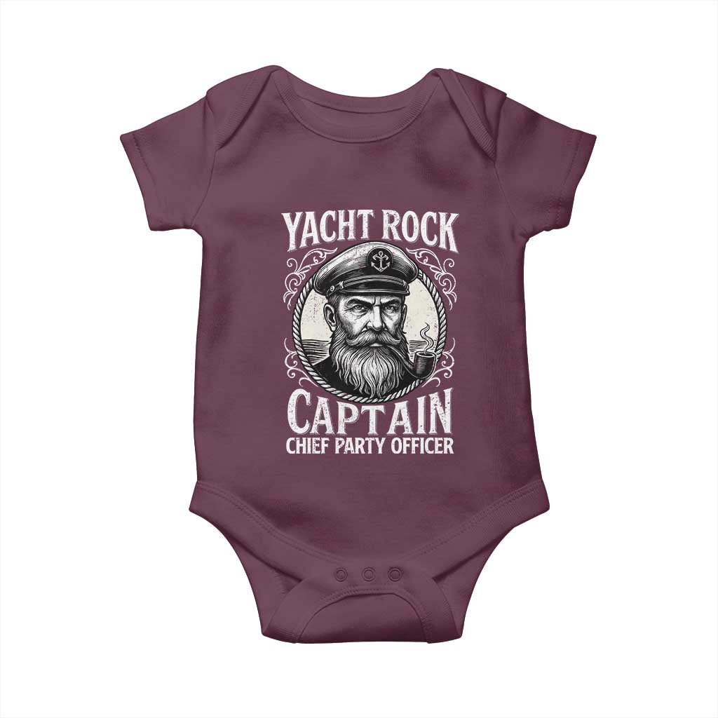 Funny Yacht Rock Captain Baby Onesie Chief Party Officer Pontoon Boat Sailor TS11 Maroon Print Your Wear