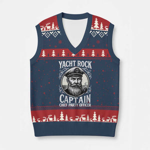 Funny Yacht Rock Captain V-Neck Knit Sweater Vest Chief Party Officer Pontoon Boat Sailor TS11 Navy Red Print Your Wear