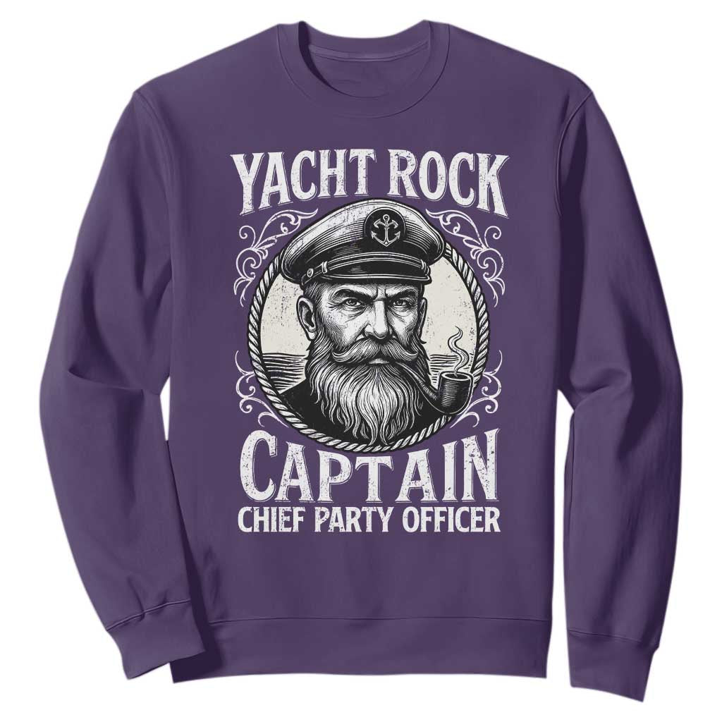 Funny Yacht Rock Captain Sweatshirt Chief Party Officer Pontoon Boat Sailor TS11 Purple Print Your Wear