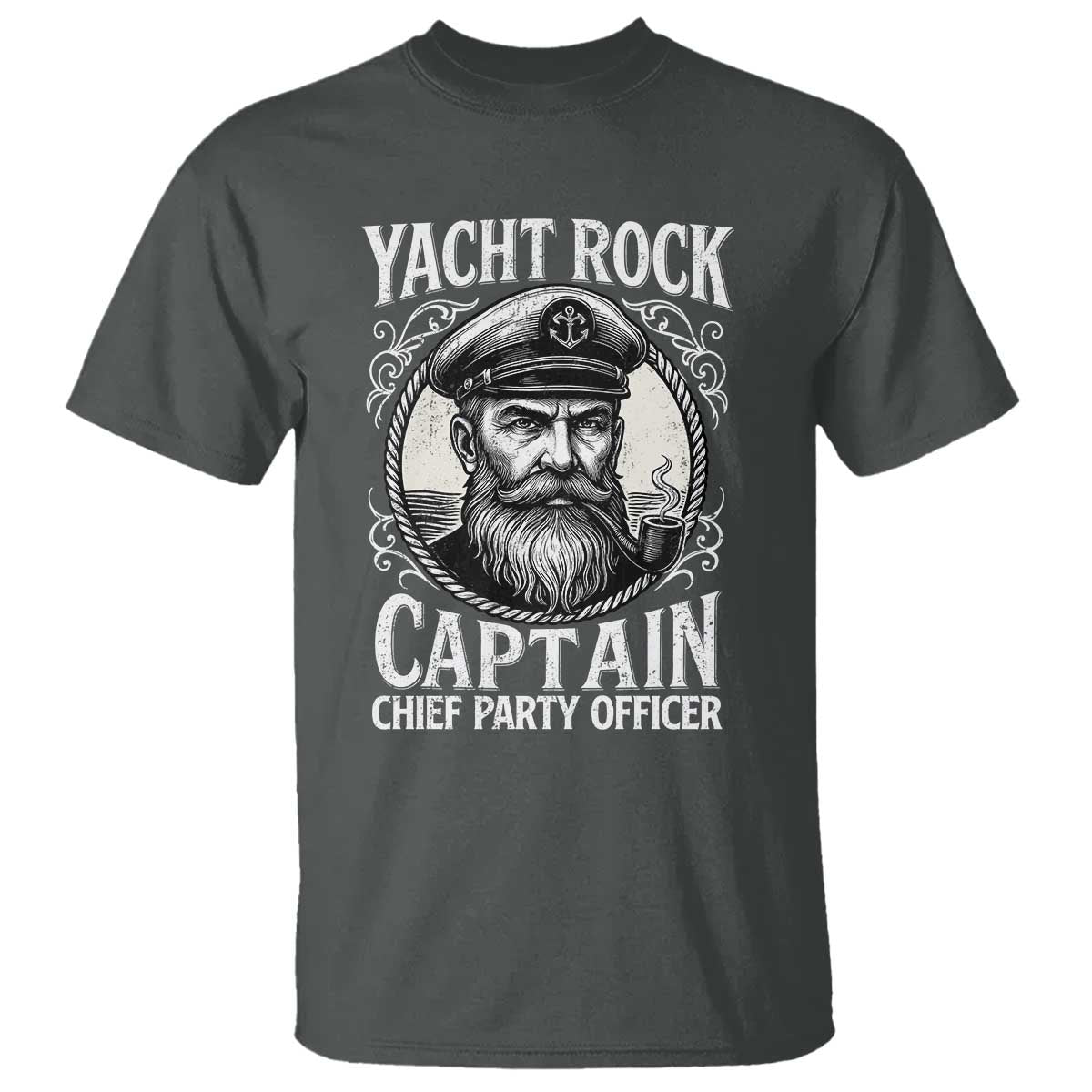 Funny Yacht Rock Captain T Shirt Chief Party Officer Pontoon Boat Sailor TS11 Dark Heather Print Your Wear