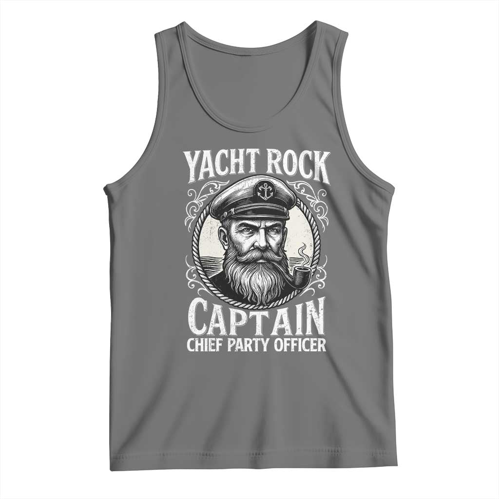Funny Yacht Rock Captain Tank Top Chief Party Officer Pontoon Boat Sailor TS11 Black Heather Print Your Wear