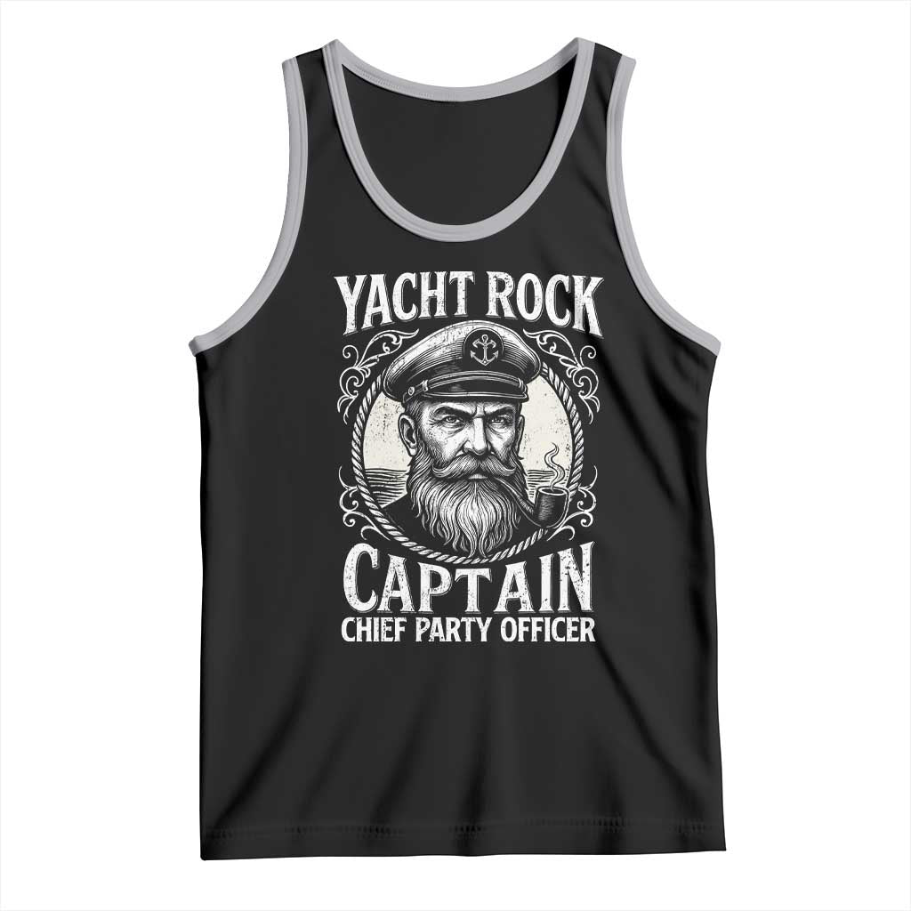 Funny Yacht Rock Captain Tank Top Chief Party Officer Pontoon Boat Sailor TS11 Black Athletic Heather Print Your Wear