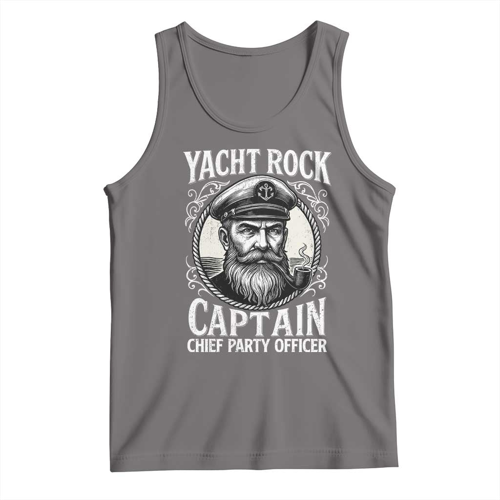 Funny Yacht Rock Captain Tank Top Chief Party Officer Pontoon Boat Sailor TS11 Deep Heather Print Your Wear