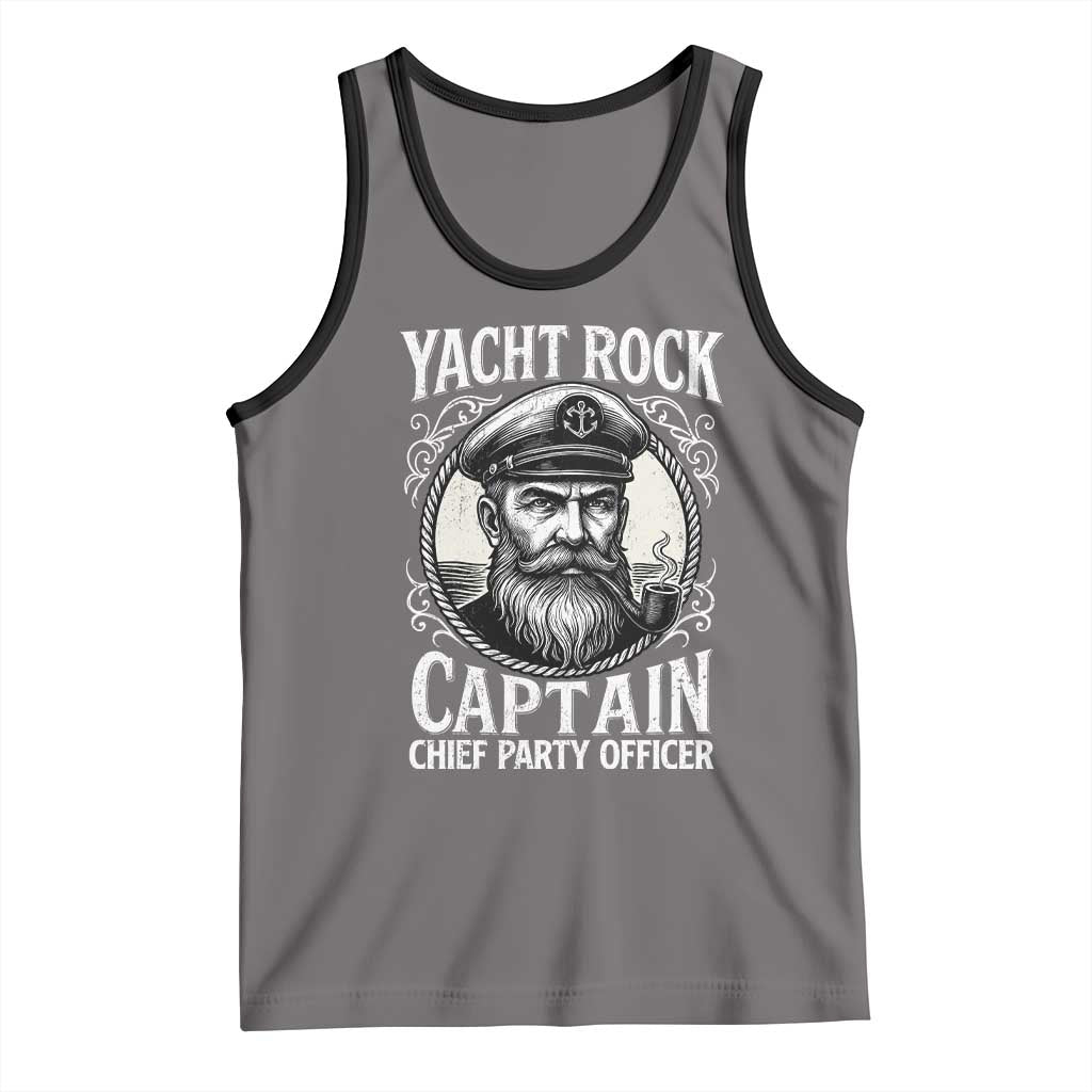Funny Yacht Rock Captain Tank Top Chief Party Officer Pontoon Boat Sailor TS11 Deep Heather Black Print Your Wear