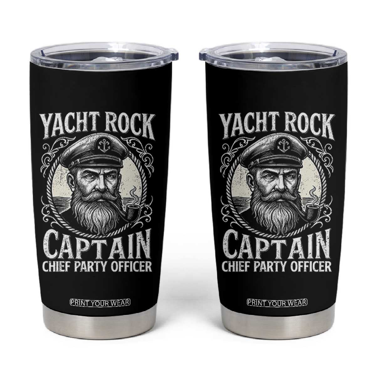 Funny Yacht Rock Captain Tumbler Cup Chief Party Officer Pontoon Boat Sailor TS11 Black Print Your Wear