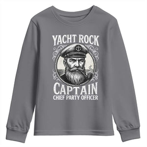 Funny Yacht Rock Captain Youth Sweatshirt Chief Party Officer Pontoon Boat Sailor TS11 Charcoal Print Your Wear